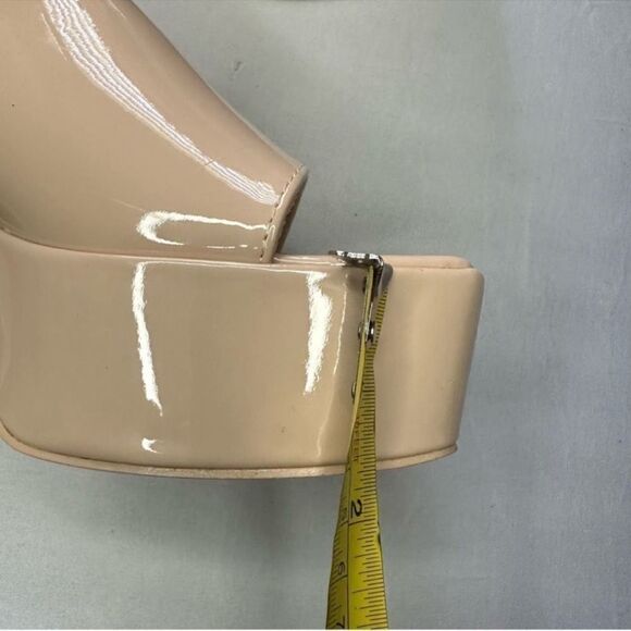 platform patent block heels slide nude sandal Public Desire SIZE: US 8 - Picture 5 of 10